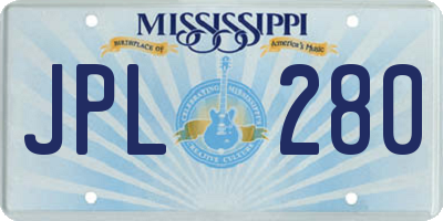MS license plate JPL280