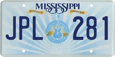 MS license plate JPL281