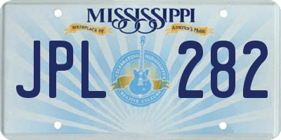 MS license plate JPL282