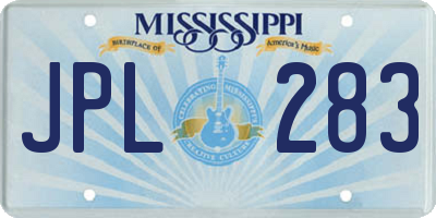 MS license plate JPL283