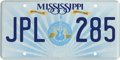 MS license plate JPL285