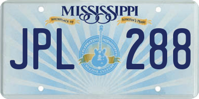 MS license plate JPL288