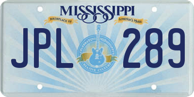 MS license plate JPL289