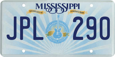 MS license plate JPL290
