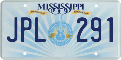 MS license plate JPL291