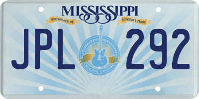 MS license plate JPL292