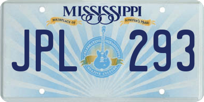 MS license plate JPL293