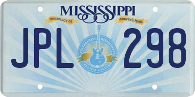 MS license plate JPL298