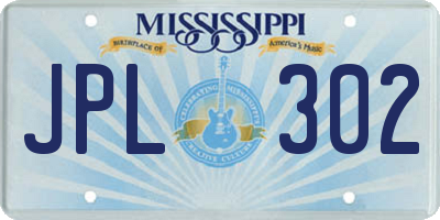 MS license plate JPL302