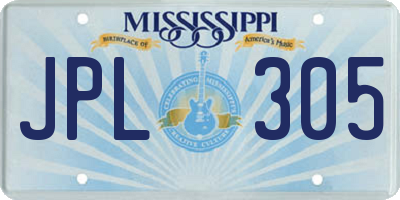 MS license plate JPL305