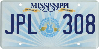 MS license plate JPL308
