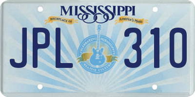 MS license plate JPL310