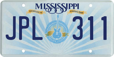 MS license plate JPL311
