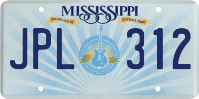 MS license plate JPL312