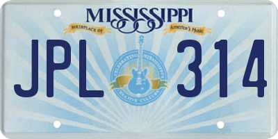 MS license plate JPL314