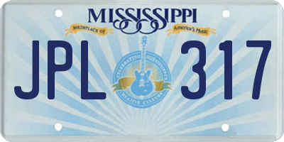 MS license plate JPL317