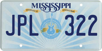 MS license plate JPL322