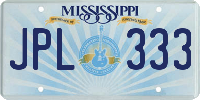 MS license plate JPL333