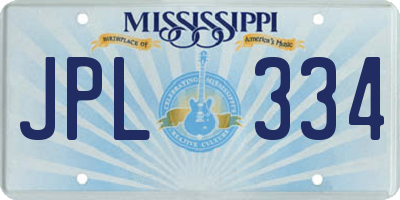 MS license plate JPL334