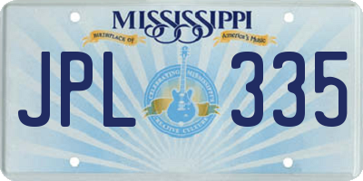 MS license plate JPL335