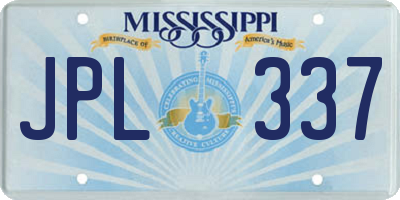 MS license plate JPL337