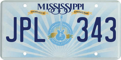 MS license plate JPL343
