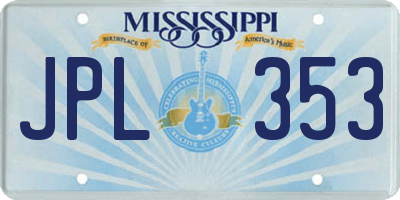 MS license plate JPL353