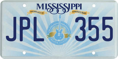 MS license plate JPL355