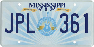 MS license plate JPL361