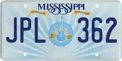 MS license plate JPL362
