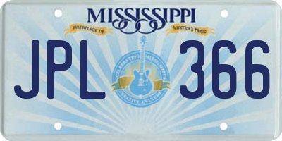 MS license plate JPL366