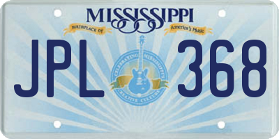 MS license plate JPL368
