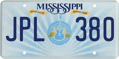 MS license plate JPL380