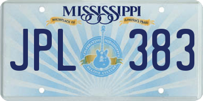 MS license plate JPL383