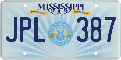 MS license plate JPL387