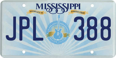 MS license plate JPL388