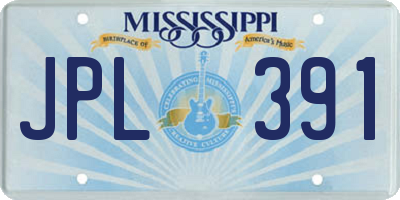 MS license plate JPL391