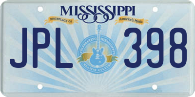 MS license plate JPL398