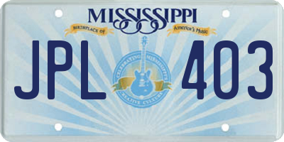 MS license plate JPL403