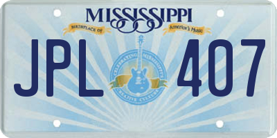 MS license plate JPL407