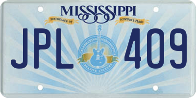 MS license plate JPL409