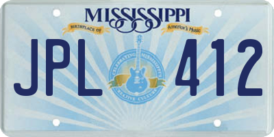 MS license plate JPL412