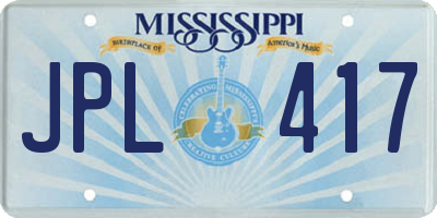 MS license plate JPL417