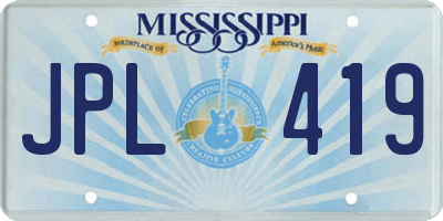 MS license plate JPL419