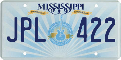 MS license plate JPL422