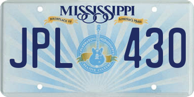MS license plate JPL430