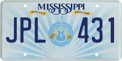 MS license plate JPL431