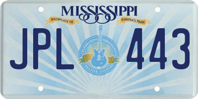 MS license plate JPL443