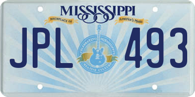 MS license plate JPL493