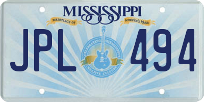 MS license plate JPL494